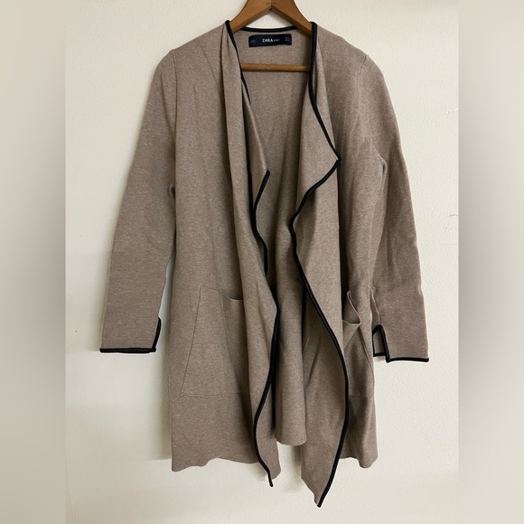 Zara Knit Oatmeal Open Front Sweater Coat size small - Picture 1 of 7